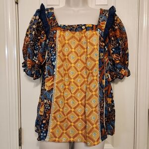 🌼Maeve By Anthropologie Size Small Floral Top With Ruffle Accents EUC